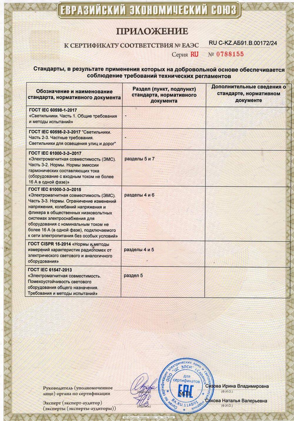 Сертификат ТС ЕАС серии ССО 2024